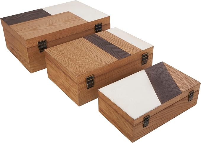 Deco 79 Wooden Geometric Decorative Box Decorative Keepsake Boxes - Image 3