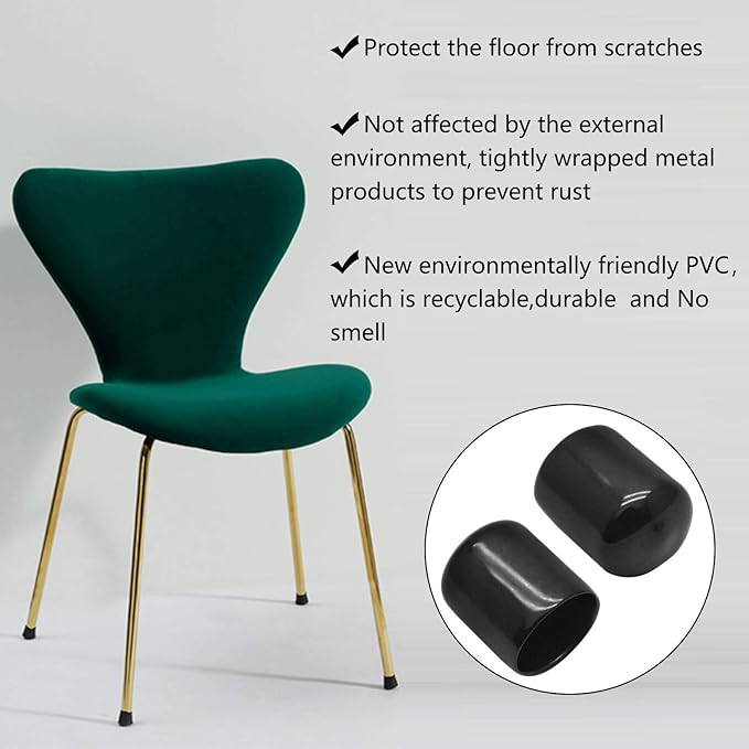 12Pcs Round Rubber End Caps 7/8" Vinyl Flexible Bolt Chair Foot Covers Screw - Image 5