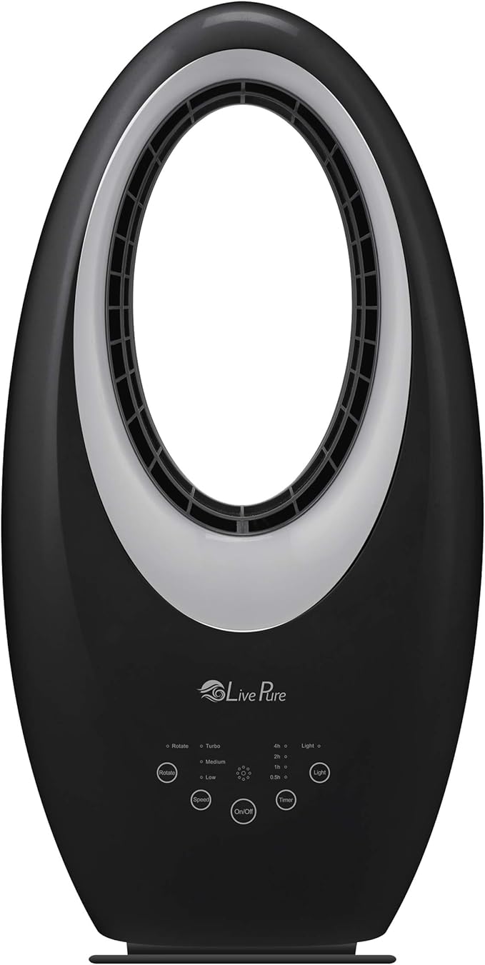 LivePure Bladeless Oscillating Fan w/Filter and Aroma Tray. 3-Speed Adjustment by LivePure