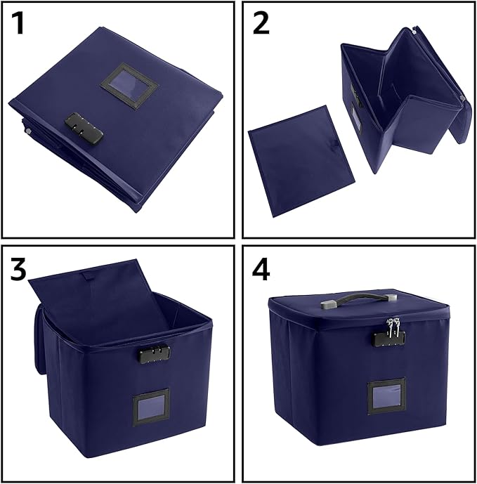 Navy blue Fire Proof File Box for Documents - Image 6