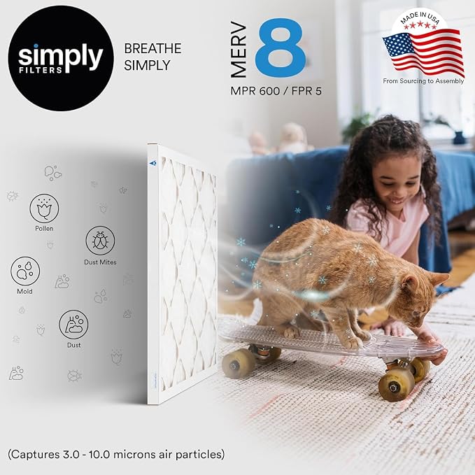 Simply 24x24x4 Air Filter, MERV 8, 6 Pack, Furnace Air Filter - Image 3
