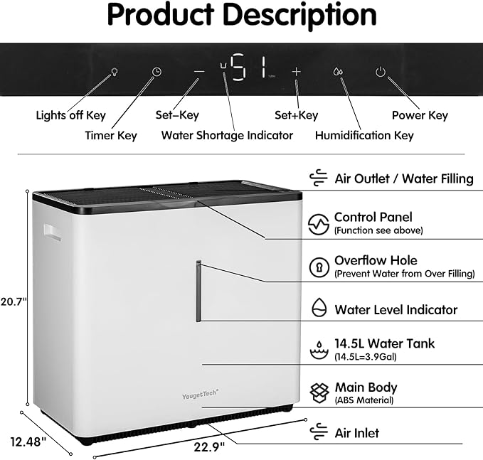 Evaporative Humidifiers |14.5 L Tank - Image 6