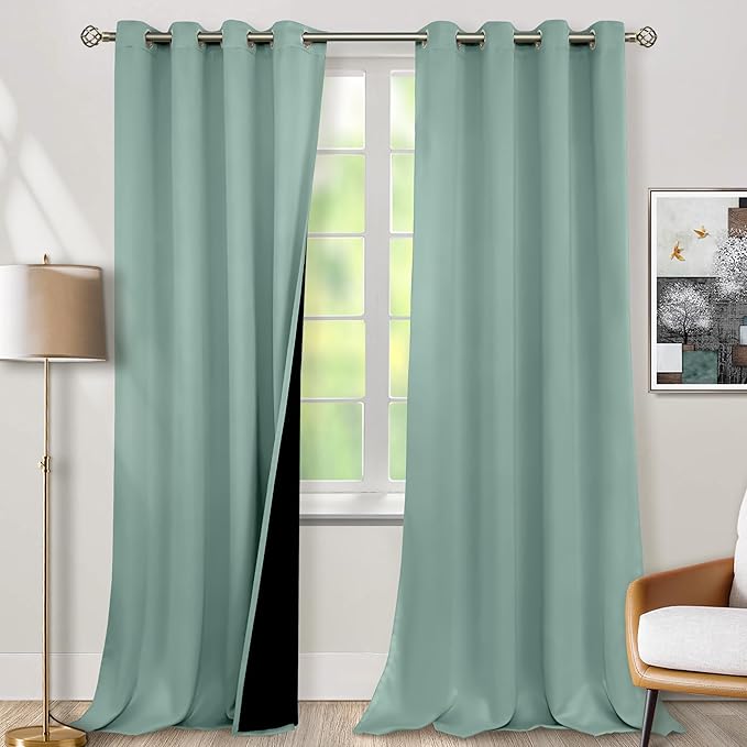 BGment Frosty Green Blackout Curtains 95 Inches Long 2 Panels Set by BGment