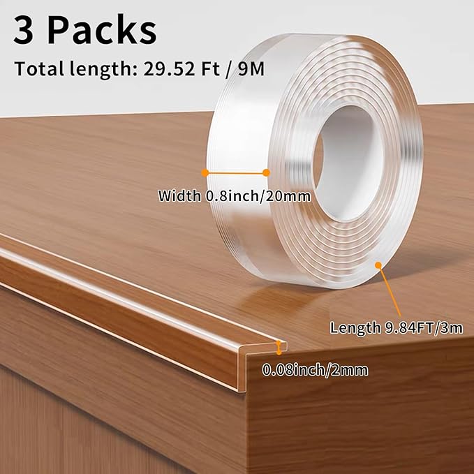 Clear Soft Corner Protectors for Furniture Strip, 0.8in x 9.84FT, Sharp Edge & - Image 2