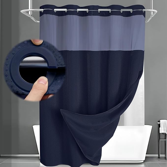 No Hook Shower Curtain and Liner Set by Unknown