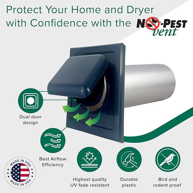 NO-PEST VENT, Exclusive Dual Door Dryer Vent Cover Outdoor 4 inch - Image 5