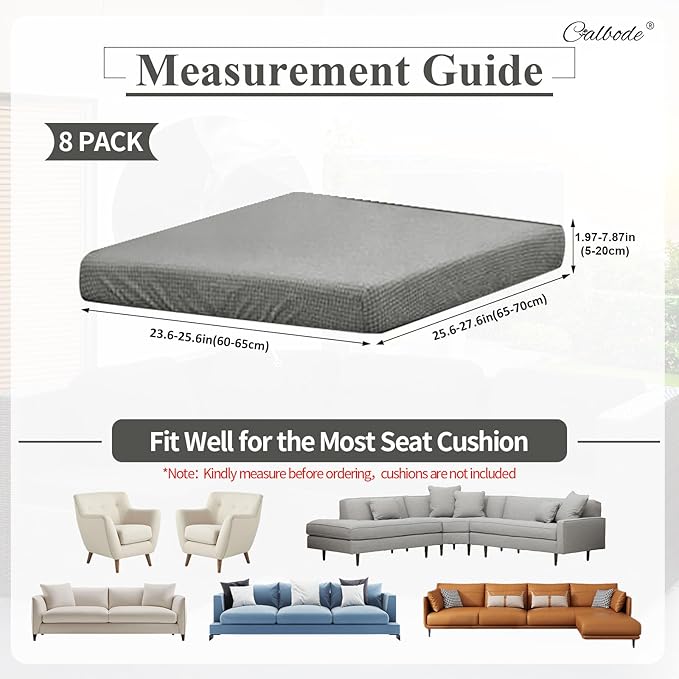 8Pcs Outdoor Stretch Cushion Covers, Waterproof Outdoor Chair Cushion Covers - Image 2