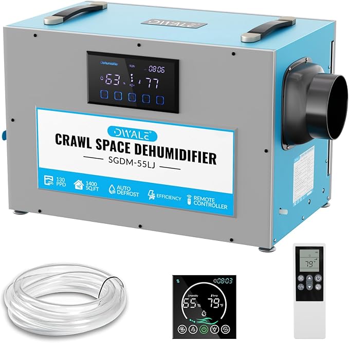 145 Pint Commercial Dehumidifier, Crawl Space Dehumidifier by DWALE