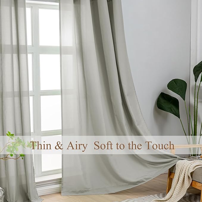 L.Z.E Grey Privacy Curtains 96 Inches Long 2 Panels Set, Light Filtering - Image 2