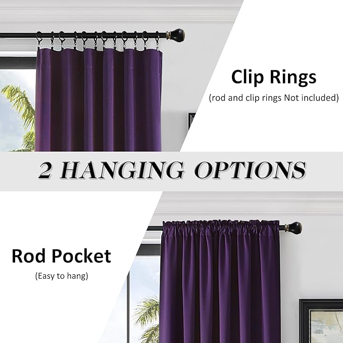 DONREN 96 Inches Long 2 Panels Blackout Curtain Panels - Image 2