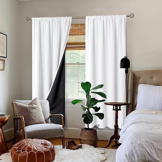 BGment White Blackout Curtains for Living Room, Thermal Insulated Full Room - Image 2
