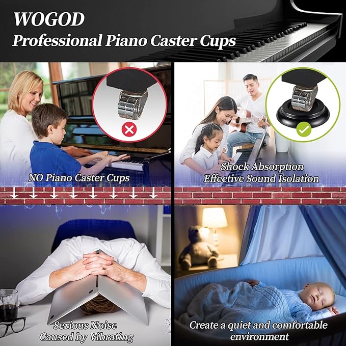 Piano Caster Cups Leg Floor Protectors WOGOD Upright Piano Caster Cups Felt - Image 6