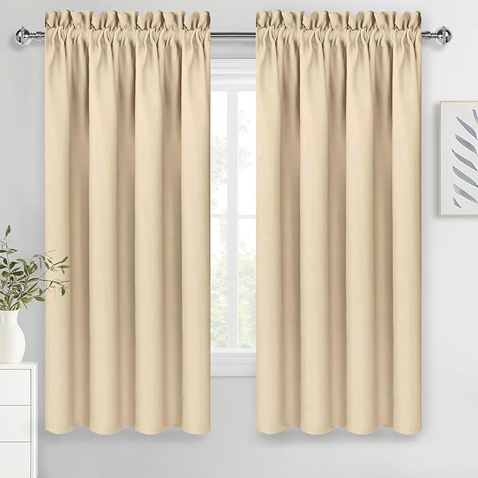 DWCN Beige Curtains for Bedroom Thermal Insulated Room Darkening Drapes for by DWCN