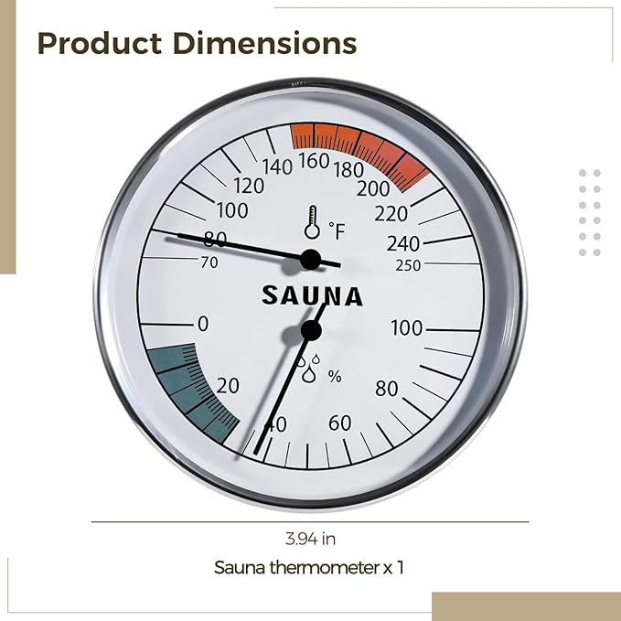 Sauna Thermometer Hygrometer, 2 in 1 Fahrenheit Thermometer Hygrometer - Image 4