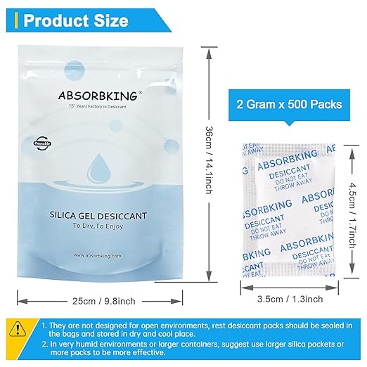 Desiccant Packs – 2 Gram 500 Packs Moisture Absorbers, Food Grade Desiccant - Image 3