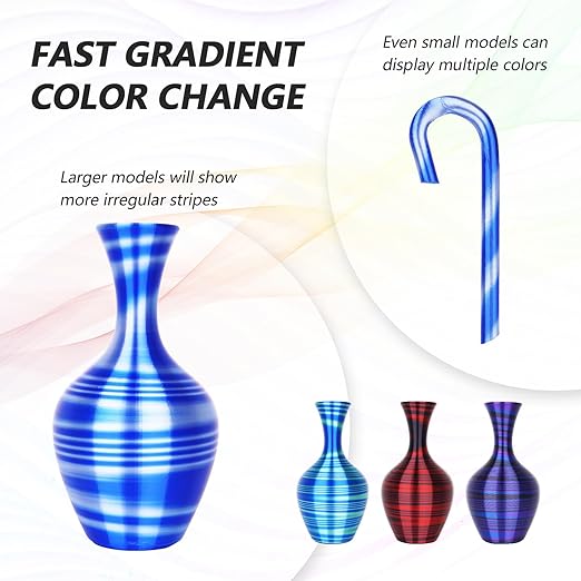 AMOLEN Silk PLA 3D Printer Filament Bundle, Shiny Multicolor Rainbow PLA - Image 3