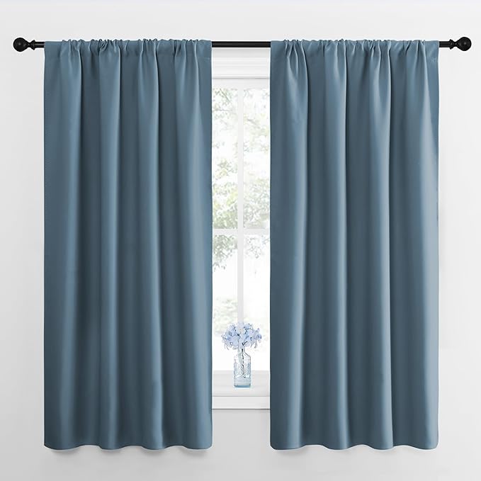 NICETOWN Blackout Curtains for Bedroom, Smoky Blue, 1 Pair, 42 by 45-inch by NICETOWN