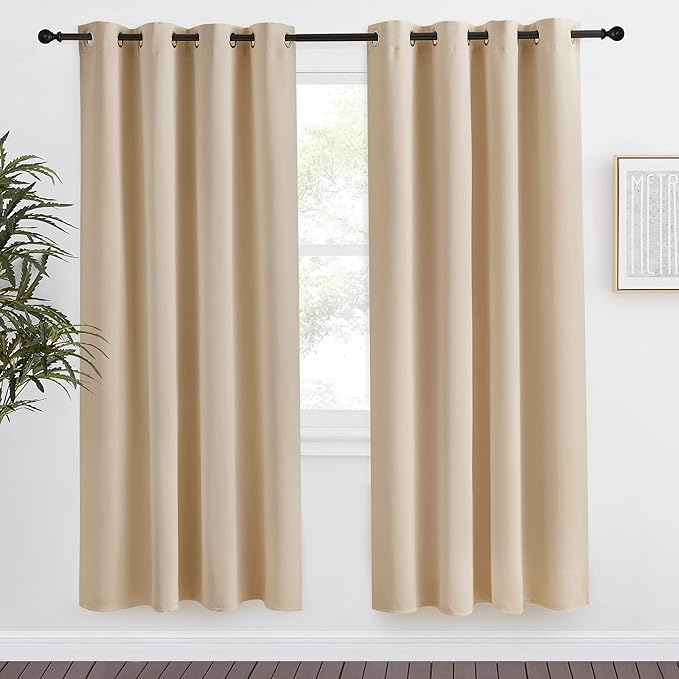 NICETOWN Room Darkening Biscotti Beige Curtain, 55x78 inches, 1 Piece, Modern by NICETOWN