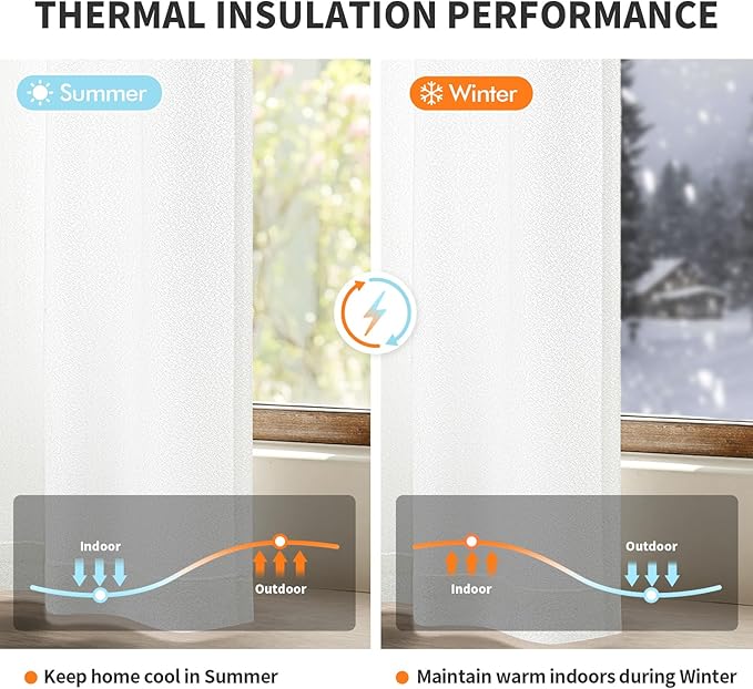 MIULEE White Thermal Insulated Curtains 72 Inches Long 2 Panels Set - Image 3