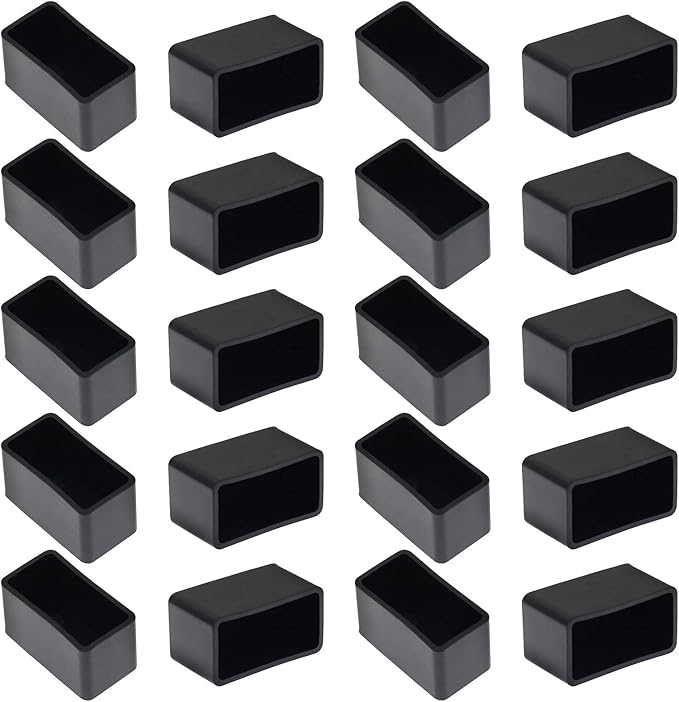 20Pcs Rectangle Rubber Furniture Leg Caps, Vinyl Flexible Chair Leg Floor by Bonsicoky