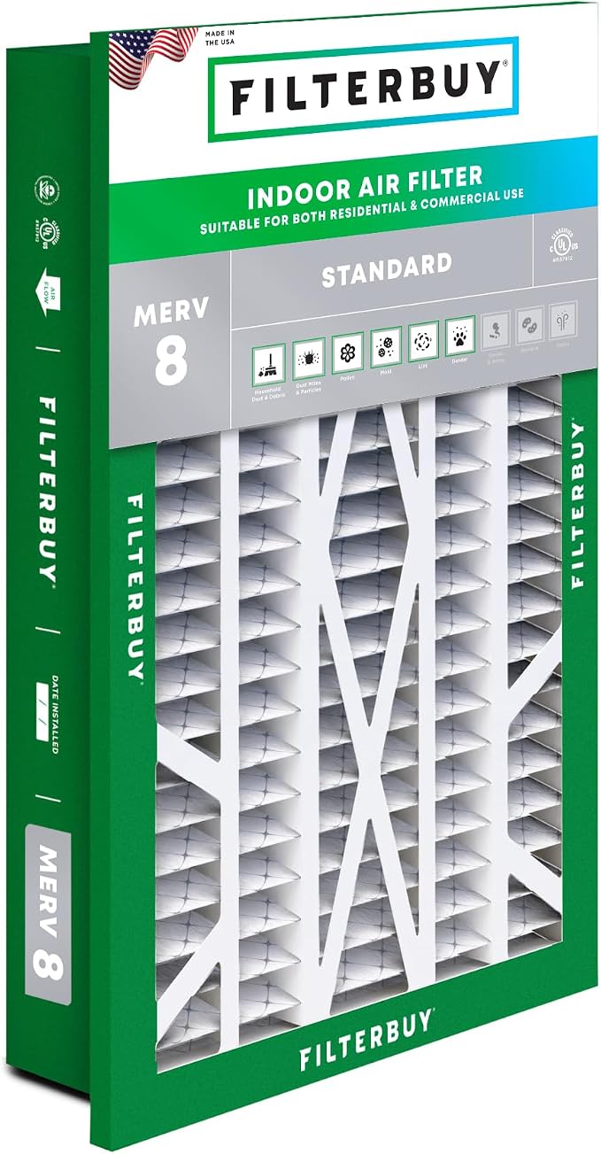 Filterbuy 16x25x5 Air Filter MERV 8 Essential Dust & Allergy Defense, by Filterbuy