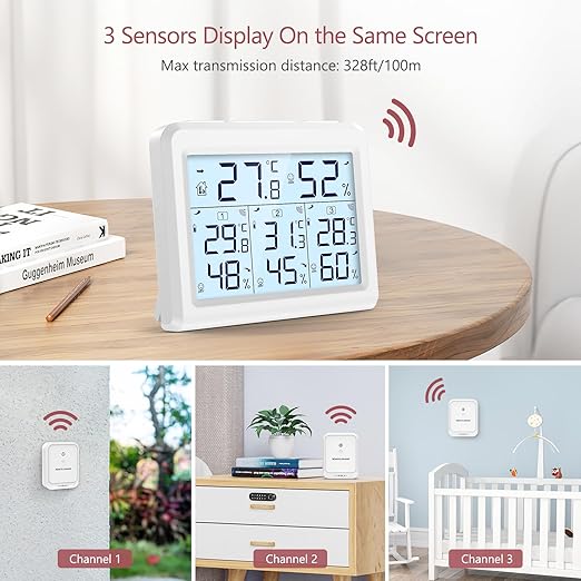 LOFICOPER Indoor Outdoor Thermometer Wireless, Digital Temperature Humidity - Image 4