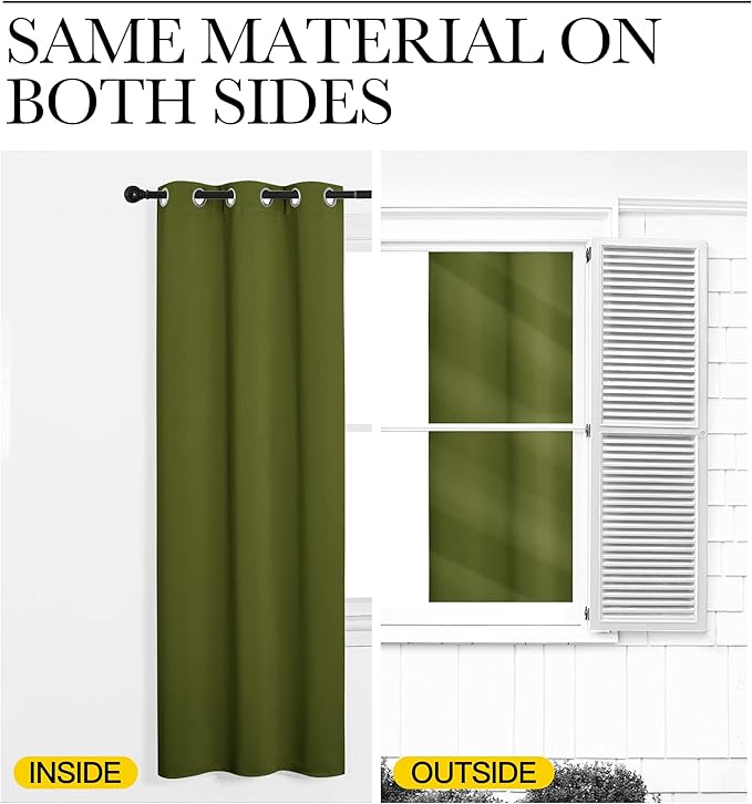 NICETOWN Kitchen Blackout Window Curtain Panel, Olive Green, 1 Panel, 55 by 90 - Image 5