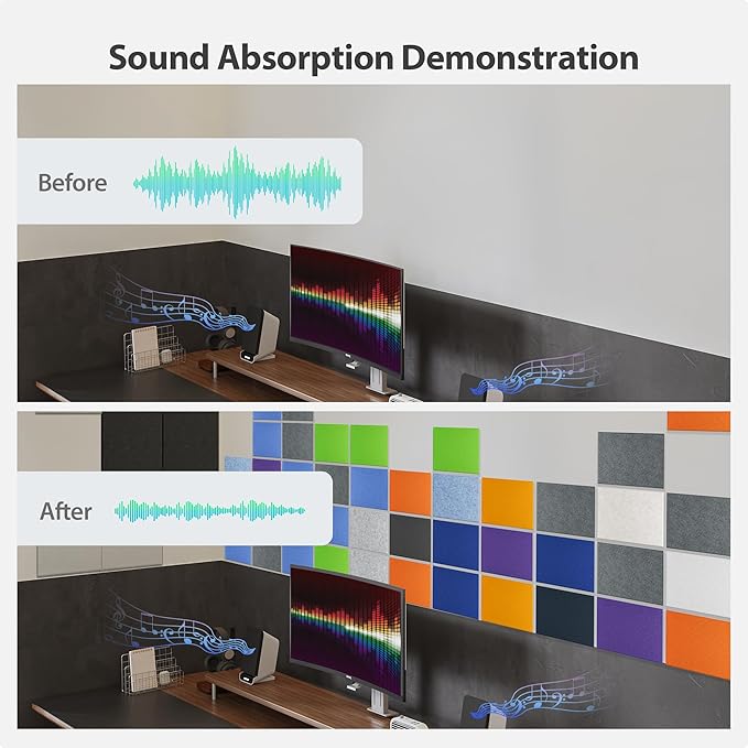 12 Pack Acoustic Panels Self Adhesive Sound Proof Foam, High Density Sound - Image 3