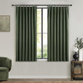 Olive Green Pinch Pleated Cafe Blackout Curtains 45 Inch Length by QJMYDECO