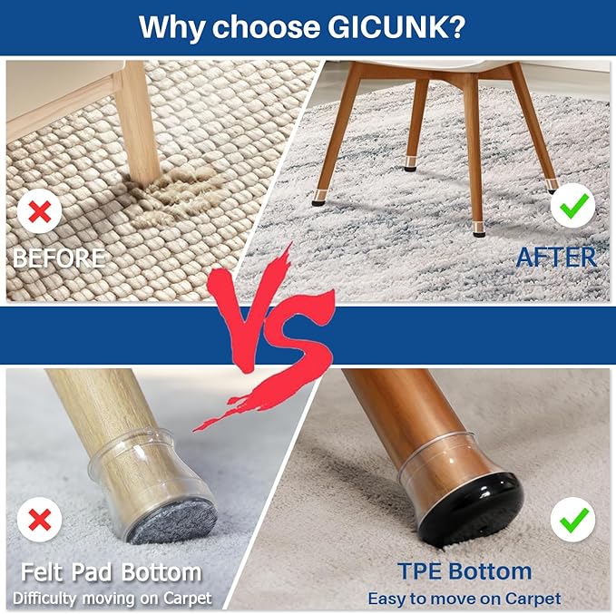Chair Leg Floor Protectors for Hardwood Floors and Carpet Silicone Covers to - Image 4