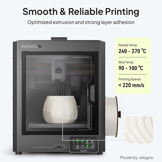 ELEGOO ASA Filament 1.75mm Deep Black 1KG, UV & Weather Resistant 3D Printer - Image 5