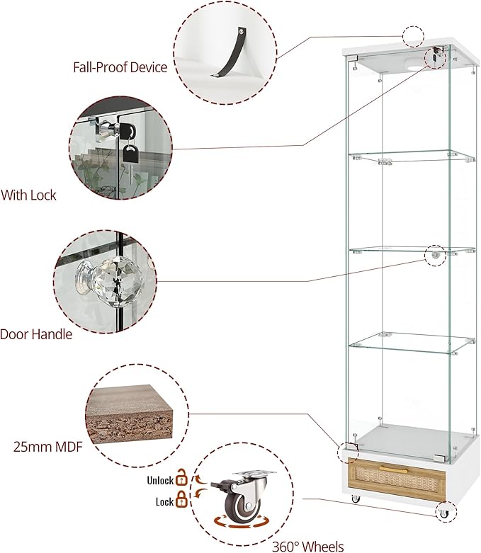 Yoluckea 4 Tiers Glass Display Cabinet - Image 4