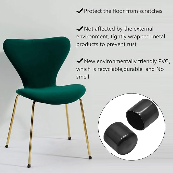 12Pcs Round Chair Leg Caps 1-1/2 Inch ID Vinyl Flexible Bolt Chair Feet Covers - Image 5