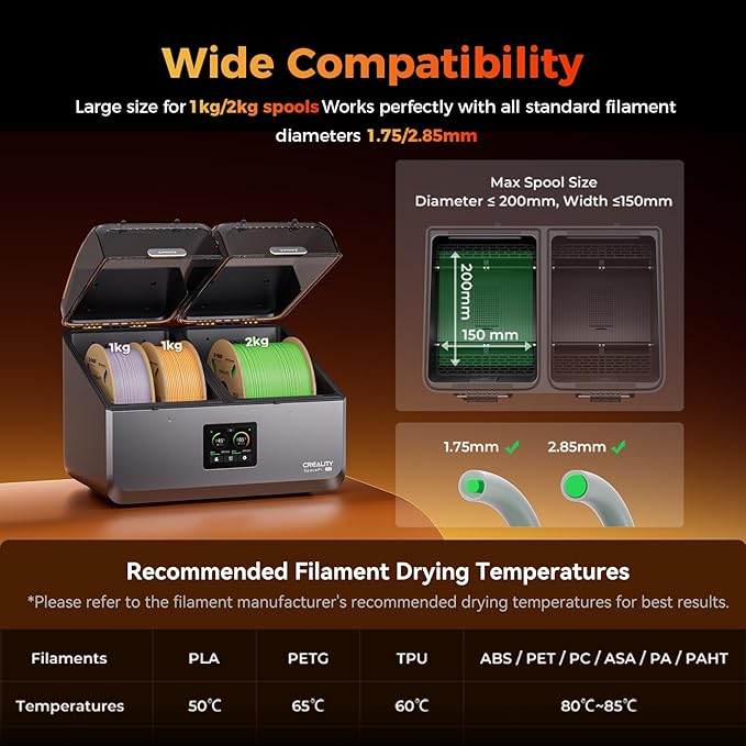 Creality Filament Dryer Box 4 Spool, SpacePi X4 3D Printer Filament Storage Box - Image 6