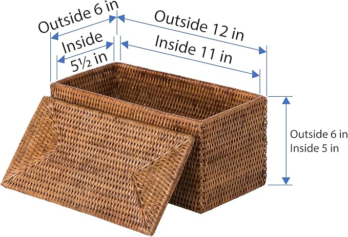KOUBOO La Jolla Rattan Box, Toilet Roll Storage, Storage Boxes, Rattan Basket - Image 4