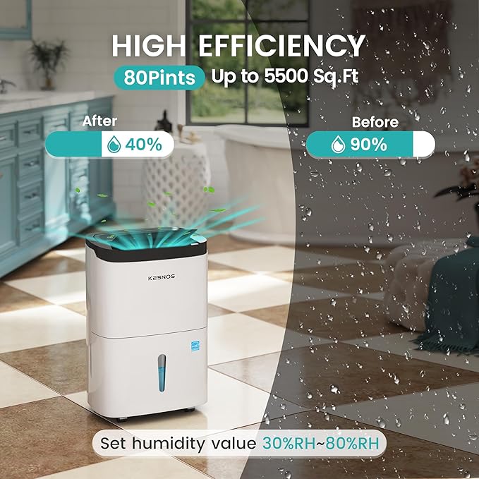 Kesnos 80 Pints Energy Star Dehumidifier - Image 3