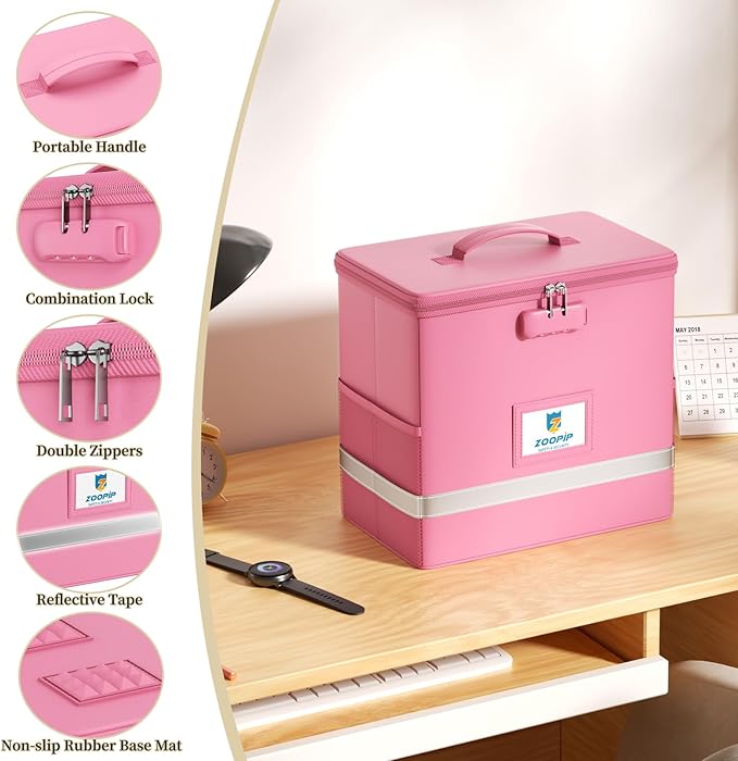 Fireproof File Box with Lock, Document Box Storage Organizer, Suitable - Image 6