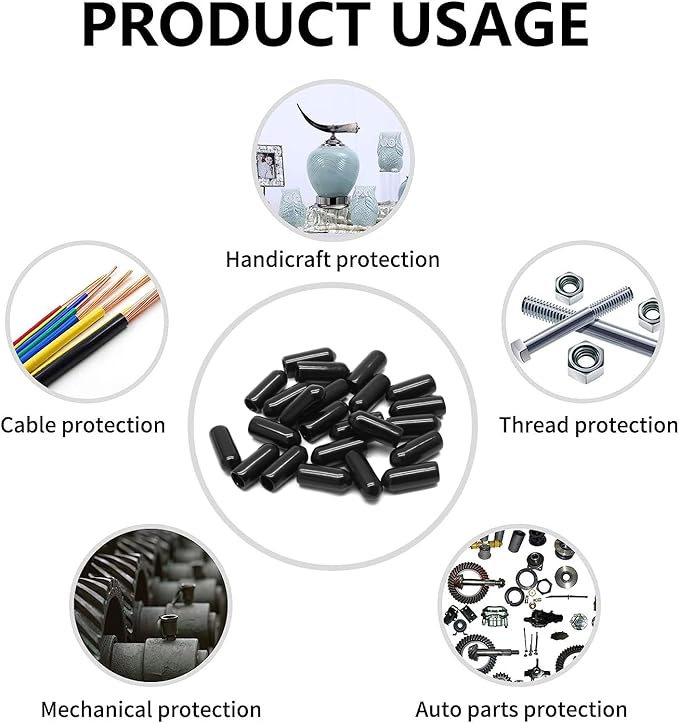 24 Pcs Round Rubber End Caps, 1/4" ID Vinyl Flexible Screw Thread Protectors - Image 4