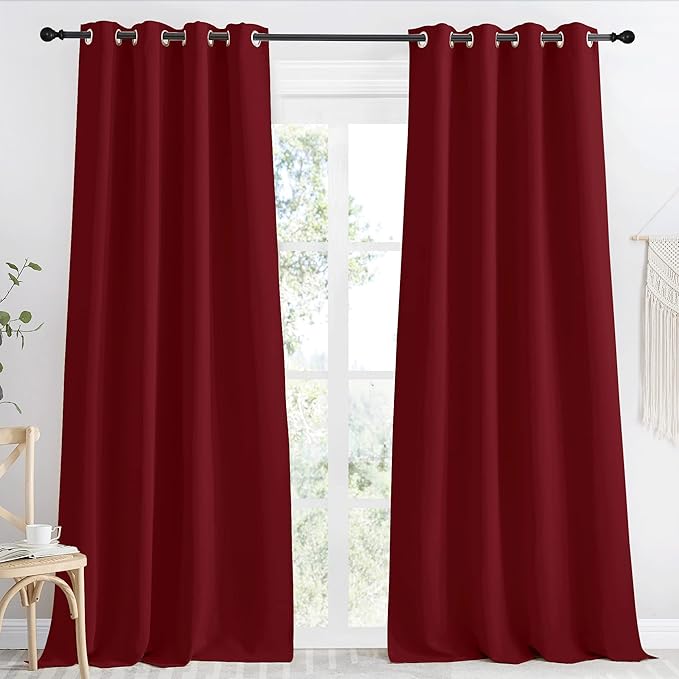 NICETOWN Blackout Curtain 118 inch Long, Burgundy Red, W55 x L118, 1 Panel by NICETOWN