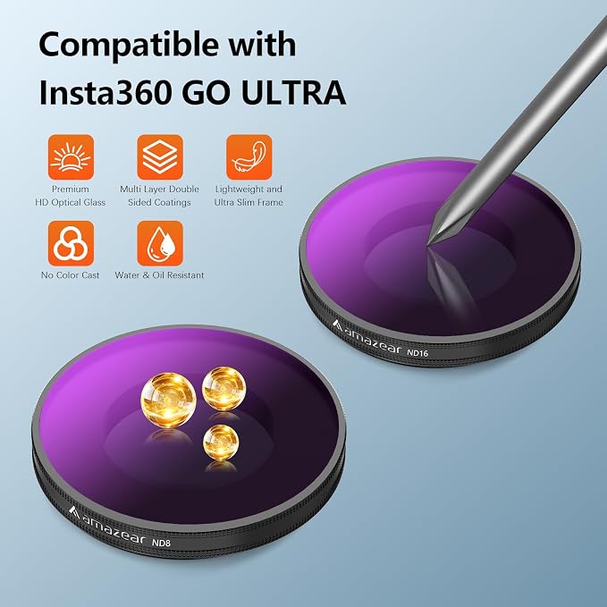 AMAZEAR ND & CPL Filters Set for Insta360 Go Ultra, Insta 360 Accessories ND8 + - Image 4