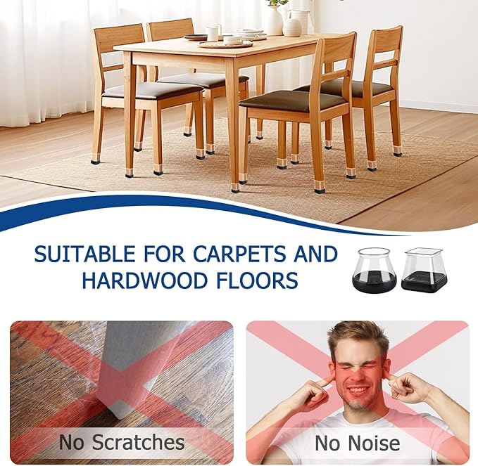 Chair Leg Floor Protectors for Hardwood Floors and Carpet GICUNK Silicone - Image 6