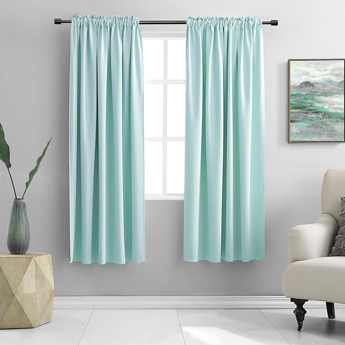 DONREN Aqua Blackout Curtains for Bedroom by DONREN
