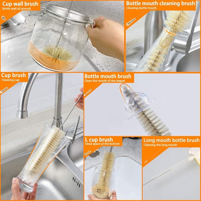 Masthome 9 Pieces Bottle Brush Set, Long Handle Bottle Cleaner - Image 3