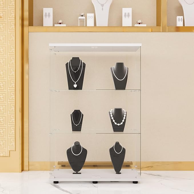 Yoluckea 3 Shelves Glass Display Cabinet - Image 6
