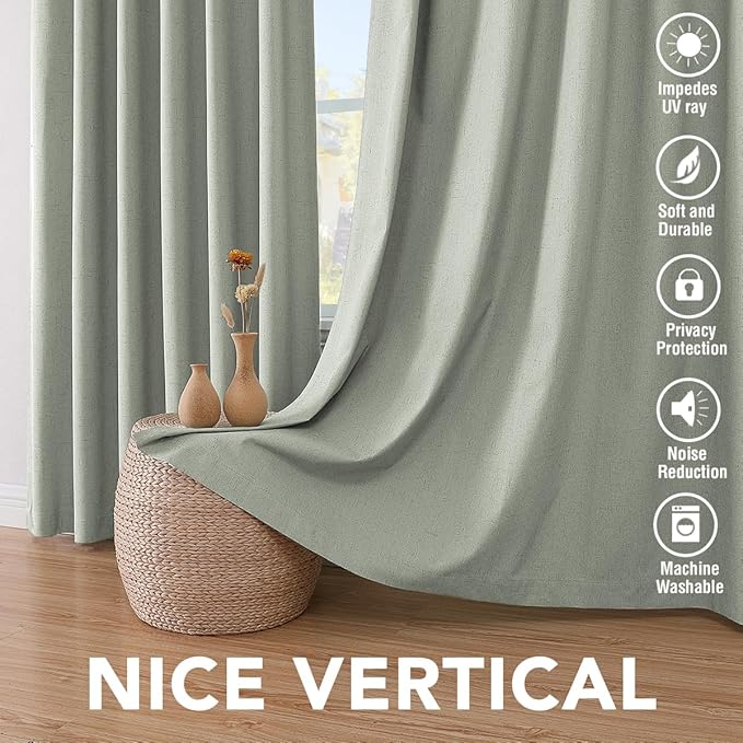 H.VERSAILTEX Linen Blackout Curtains 108 Inches Long 100% Absolutely Blackout - Image 7