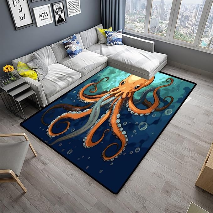Wall-to-Wall Carpeting, Submarine Octopus Pattern Printing Moisture Barrier - Image 2