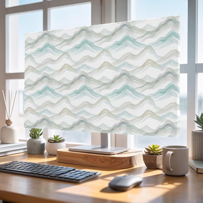 Water Ripple Teal Gradient Indoor TV Cover, Elastic TV Screen Protector Modern by Unknown
