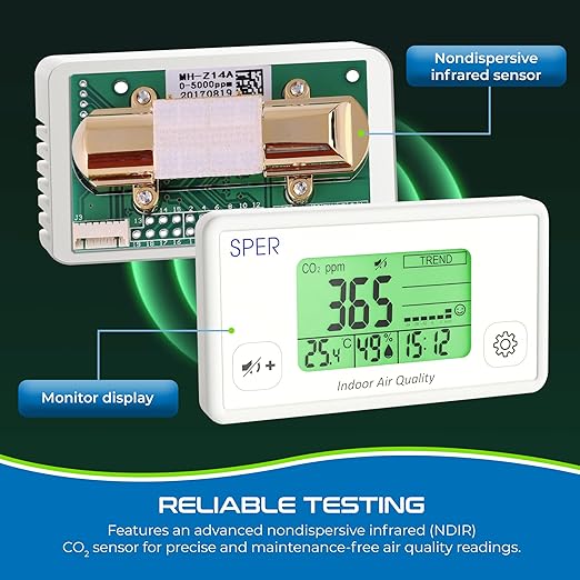 Sper Scientific Digital Indoor Air Quality Meter Monitor 800052 w/NDIR CO2 - Image 4
