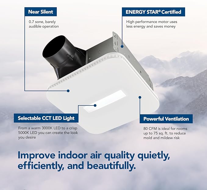 Broan-NuTone AER80CCTK CleanCover Bath Fan, 80 CFM, 0.7 Sone, - Image 2