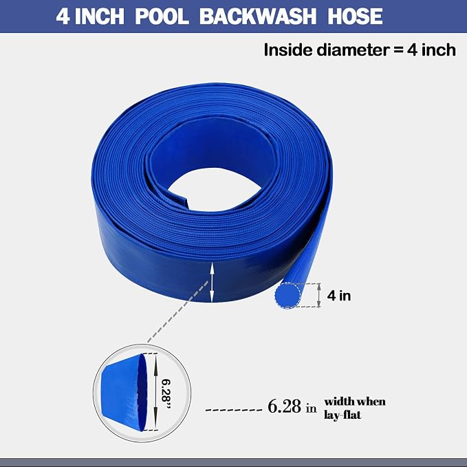 Eastrans 4 IN x 25 FT Pool Backwash Hose, Heavy Duty Flat Discharge Hose - Image 4